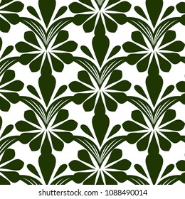 Vector pattern abstract background with floral ornament. Hand draw illustration.Beautiful floral ornament for design. Pattern of green color