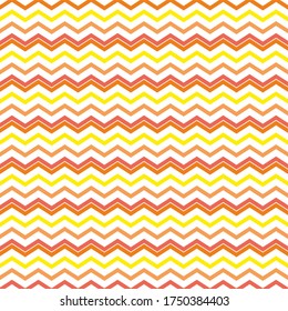 Vector pattern: Abstract background from multi-colored from multi-colored zigzag lines of red-white-yellow-orange color. Background for design, pattern. Bright zigzag lines.