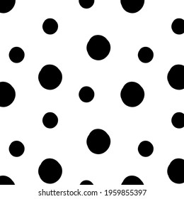 Vector pattern. Abstract background with round dots. Monochrome hand drawn texture. Stylish polka dot