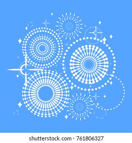 Vector pattern of abstract circles, glitter, stars as a fairy sky. Background and texture for a postcard.