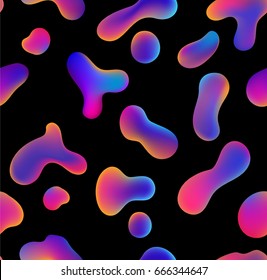 Vector pattern with abstract colorful fluid on black background