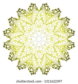 Vector Pattern With Abstract Floral Round Ornament. Oriental Pattern. Indian, Moroccan, Mystic, Ottoman Motifs. Anti-Stress Therapy Pattern. Green olive gradient.
