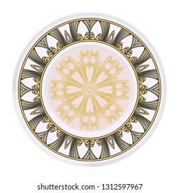 Vector Pattern With Abstract Floral Round Ornament. Oriental Pattern. Indian, Moroccan, Mystic, Ottoman Motifs. Anti-Stress Therapy Pattern.