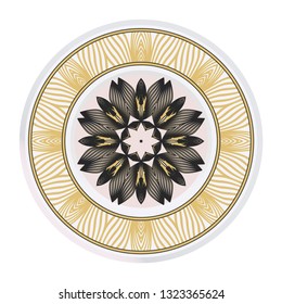 Vector Pattern With Abstract Floral Round Ornament. Oriental Pattern. Indian, Moroccan, Mystic, Ottoman Motifs. Anti-Stress Therapy Pattern.