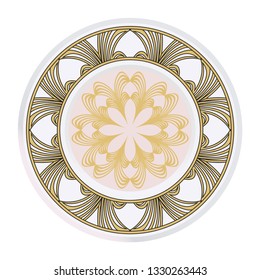 Vector Pattern With Abstract Floral Round Ornament. Oriental Pattern. Indian, Moroccan, Mystic, Ottoman Motifs. Anti-Stress Therapy Pattern.