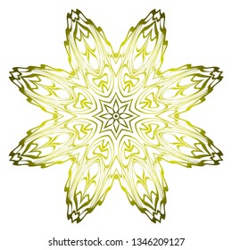 Vector Pattern With Abstract Floral Round Ornament. Oriental Pattern. Indian, Moroccan, Mystic, Ottoman Motifs. Anti-Stress Therapy Pattern. Green olive gradient.