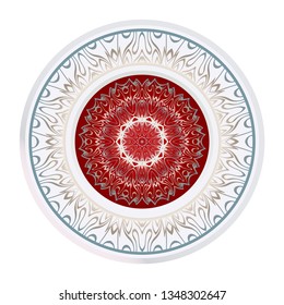 Vector Pattern With Abstract Floral Round Ornament. Oriental Pattern. Indian, Moroccan, Mystic, Ottoman Motifs. Anti-Stress Therapy Pattern