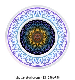 Vector Pattern With Abstract Floral Round Ornament. Oriental Pattern. Indian, Moroccan, Mystic, Ottoman Motifs. Anti-Stress Therapy Pattern