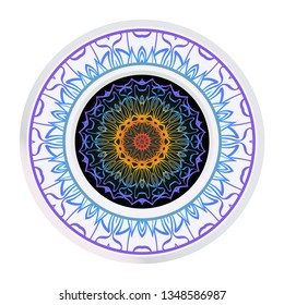 Vector Pattern With Abstract Floral Round Ornament. Oriental Pattern. Indian, Moroccan, Mystic, Ottoman Motifs. Anti-Stress Therapy Pattern