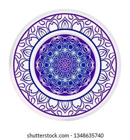 Vector Pattern With Abstract Floral Round Ornament. Oriental Pattern. Indian, Moroccan, Mystic, Ottoman Motifs. Anti-Stress Therapy Pattern