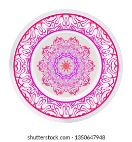 Vector Pattern With Abstract Floral Round Ornament. Oriental Pattern. Indian, Moroccan, Mystic, Ottoman Motifs. Anti-Stress Therapy Pattern
