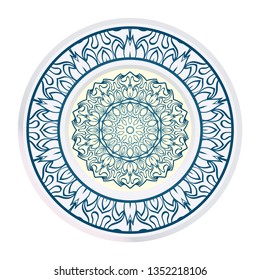 Vector Pattern With Abstract Floral Round Ornament. Oriental Pattern. Indian, Moroccan, Mystic, Ottoman Motifs. Anti-Stress Therapy Pattern