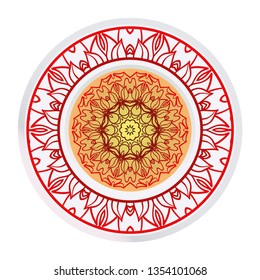 Vector Pattern With Abstract Floral Round Ornament. Oriental Pattern. Indian, Moroccan, Mystic, Ottoman Motifs. Anti-Stress Therapy Pattern