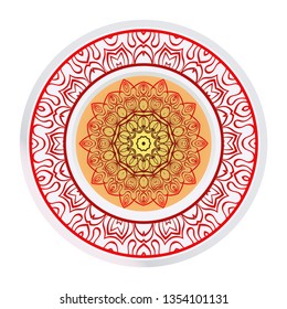 Vector Pattern With Abstract Floral Round Ornament. Oriental Pattern. Indian, Moroccan, Mystic, Ottoman Motifs. Anti-Stress Therapy Pattern