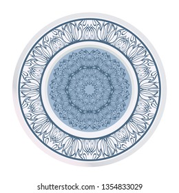 Vector Pattern With Abstract Floral Round Ornament. Oriental Pattern. Indian, Moroccan, Mystic, Ottoman Motifs. Anti-Stress Therapy Pattern