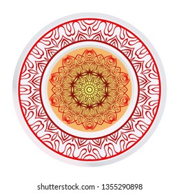 Vector Pattern With Abstract Floral Round Ornament. Oriental Pattern. Indian, Moroccan, Mystic, Ottoman Motifs. Anti-Stress Therapy Pattern