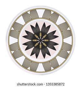 Vector Pattern With Abstract Floral Round Ornament. Oriental Pattern. Indian, Moroccan, Mystic, Ottoman Motifs. Anti-Stress Therapy Pattern.