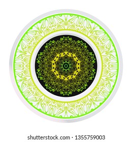 Vector Pattern With Abstract Floral Round Ornament. Oriental Pattern. Indian, Moroccan, Mystic, Ottoman Motifs. Anti-Stress Therapy Pattern