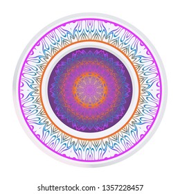 Vector Pattern With Abstract Floral Round Ornament. Oriental Pattern. Indian, Moroccan, Mystic, Ottoman Motifs. Anti-Stress Therapy Pattern