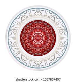 Vector Pattern With Abstract Floral Round Ornament. Oriental Pattern. Indian, Moroccan, Mystic, Ottoman Motifs. Anti-Stress Therapy Pattern
