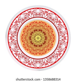 Vector Pattern With Abstract Floral Round Ornament. Oriental Pattern. Indian, Moroccan, Mystic, Ottoman Motifs. Anti-Stress Therapy Pattern