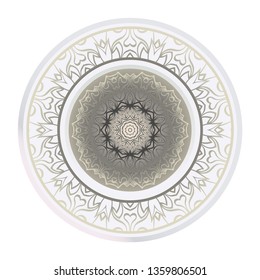Vector Pattern With Abstract Floral Round Ornament. Oriental Pattern. Indian, Moroccan, Mystic, Ottoman Motifs. Anti-Stress Therapy Pattern