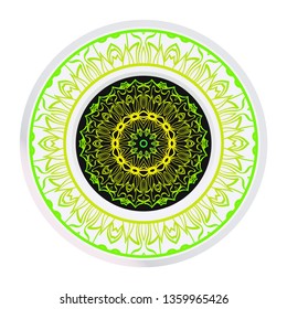 Vector Pattern With Abstract Floral Round Ornament. Oriental Pattern. Indian, Moroccan, Mystic, Ottoman Motifs. Anti-Stress Therapy Pattern