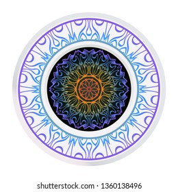 Vector Pattern With Abstract Floral Round Ornament. Oriental Pattern. Indian, Moroccan, Mystic, Ottoman Motifs. Anti-Stress Therapy Pattern