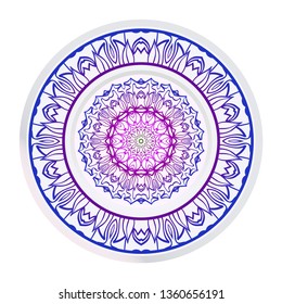 Vector Pattern With Abstract Floral Round Ornament. Oriental Pattern. Indian, Moroccan, Mystic, Ottoman Motifs. Anti-Stress Therapy Pattern