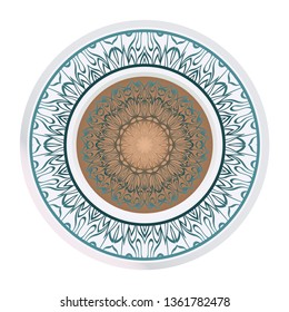 Vector Pattern With Abstract Floral Round Ornament. Oriental Pattern. Indian, Moroccan, Mystic, Ottoman Motifs. Anti-Stress Therapy Pattern