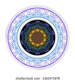 Vector Pattern With Abstract Floral Round Ornament. Oriental Pattern. Indian, Moroccan, Mystic, Ottoman Motifs. Anti-Stress Therapy Pattern