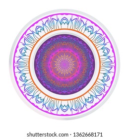 Vector Pattern With Abstract Floral Round Ornament. Oriental Pattern. Indian, Moroccan, Mystic, Ottoman Motifs. Anti-Stress Therapy Pattern