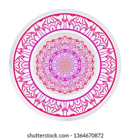 Vector Pattern With Abstract Floral Round Ornament. Oriental Pattern. Indian, Moroccan, Mystic, Ottoman Motifs. Anti-Stress Therapy Pattern