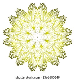 Vector Pattern With Abstract Floral Round Ornament. Oriental Pattern. Indian, Moroccan, Mystic, Ottoman Motifs. Anti-Stress Therapy Pattern. Green olive gradient.