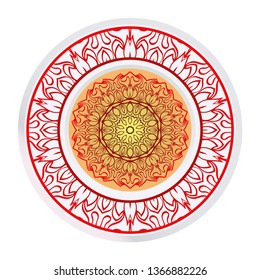 Vector Pattern With Abstract Floral Round Ornament. Oriental Pattern. Indian, Moroccan, Mystic, Ottoman Motifs. Anti-Stress Therapy Pattern