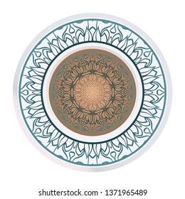 Vector Pattern With Abstract Floral Round Ornament. Oriental Pattern. Indian, Moroccan, Mystic, Ottoman Motifs. Anti-Stress Therapy Pattern