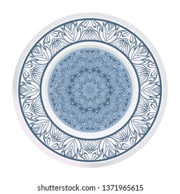 Vector Pattern With Abstract Floral Round Ornament. Oriental Pattern. Indian, Moroccan, Mystic, Ottoman Motifs. Anti-Stress Therapy Pattern