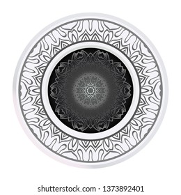 Vector Pattern With Abstract Floral Round Ornament. Oriental Pattern. Indian, Moroccan, Mystic, Ottoman Motifs. Anti-Stress Therapy Pattern