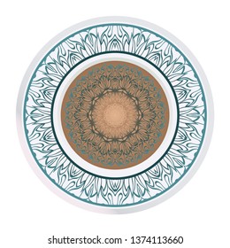 Vector Pattern With Abstract Floral Round Ornament. Oriental Pattern. Indian, Moroccan, Mystic, Ottoman Motifs. Anti-Stress Therapy Pattern