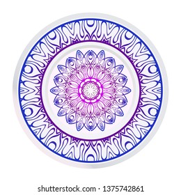 Vector Pattern With Abstract Floral Round Ornament. Oriental Pattern. Indian, Moroccan, Mystic, Ottoman Motifs. Anti-Stress Therapy Pattern