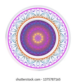 Vector Pattern With Abstract Floral Round Ornament. Oriental Pattern. Indian, Moroccan, Mystic, Ottoman Motifs. Anti-Stress Therapy Pattern