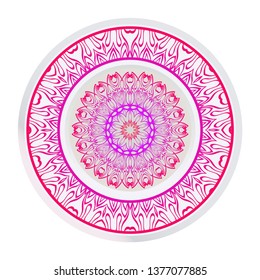 Vector Pattern With Abstract Floral Round Ornament. Oriental Pattern. Indian, Moroccan, Mystic, Ottoman Motifs. Anti-Stress Therapy Pattern