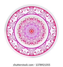 Vector Pattern With Abstract Floral Round Ornament. Oriental Pattern. Indian, Moroccan, Mystic, Ottoman Motifs. Anti-Stress Therapy Pattern