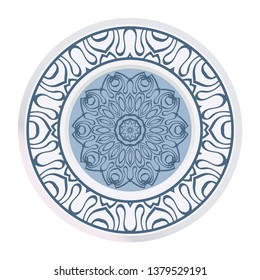 Vector Pattern With Abstract Floral Round Ornament. Oriental Pattern. Indian, Moroccan, Mystic, Ottoman Motifs. Anti-Stress Therapy Pattern