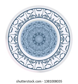 Vector Pattern With Abstract Floral Round Ornament. Oriental Pattern. Indian, Moroccan, Mystic, Ottoman Motifs. Anti-Stress Therapy Pattern