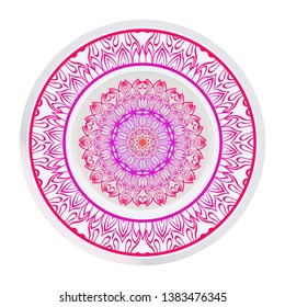 Vector Pattern With Abstract Floral Round Ornament. Oriental Pattern. Indian, Moroccan, Mystic, Ottoman Motifs. Anti-Stress Therapy Pattern