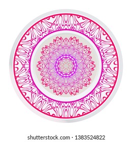 Vector Pattern With Abstract Floral Round Ornament. Oriental Pattern. Indian, Moroccan, Mystic, Ottoman Motifs. Anti-Stress Therapy Pattern