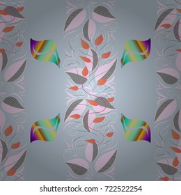 Vector pattern. Abstract flower seamless pattern background. On neutral, gray and orange colors. Vector illustration. Cute Floral pattern in the small flower.