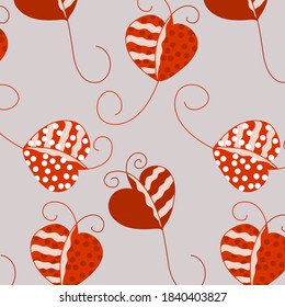 vector pattern, abstract hearts and curls
