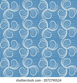 vector pattern abstract leaves from a combination of wavy curved lines forming a heart on blue background easy editing to change color